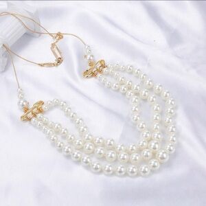 Vivienne Westwood White Pearl Necklace with Gold Details